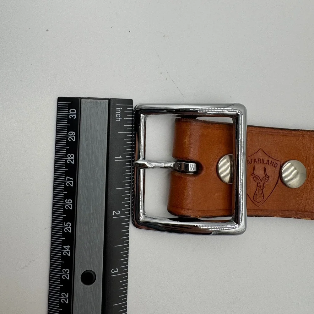 Safariland Leather Belt Solid Brass Removable Buckle Mens 34 Brown Western Vtg